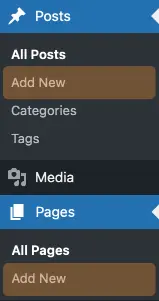 creating pages and posts in WordPress