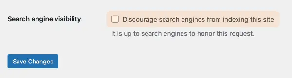 changing search engine visibility in WordPress