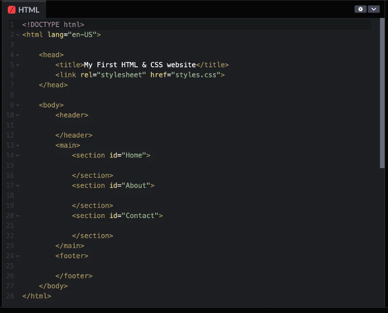 Example of basic HTML layout (image)