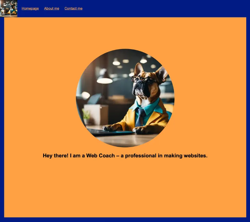 Example of website layout after CSS styling (image)