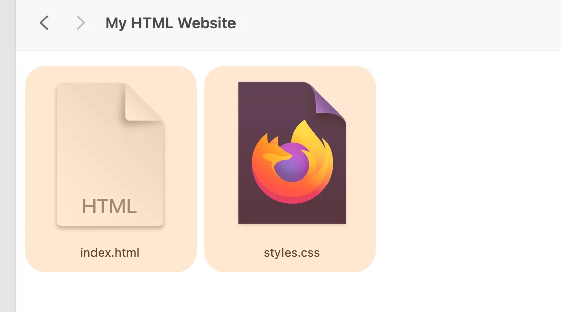 Example of HTML and CSS file in folder (image)